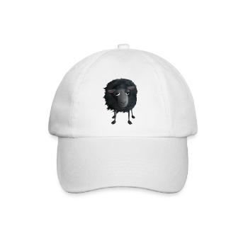 Schwarzes Schaf - Flauschige Illustration - Baseballkappe - Weiß/Weiß - Vorne