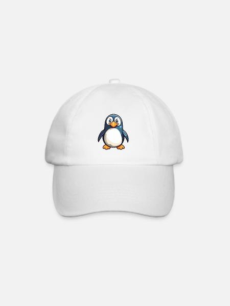 Pinguin Karikatur Kawaii Aquarellillustration - Baseballkappe - Weiß/Weiß