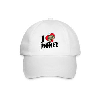 I love Money - Herz mit Geldscheinen - Baseballkappe - Weiß/Weiß - Vorne