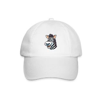 Zebra-Cartoon-Kawaii-Aquarellillustration - Baseballkappe - Weiß/Weiß - Vorne