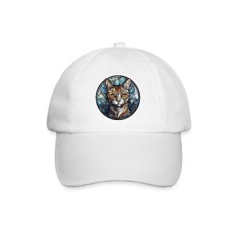 Manx Cat Breed Aquarellglas - Baseballkappe - Weiß/Weiß - Vorne