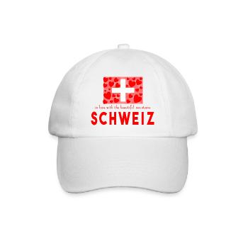 Schweiz Herzen - Baseballkappe - Weiß/Weiß - Vorne