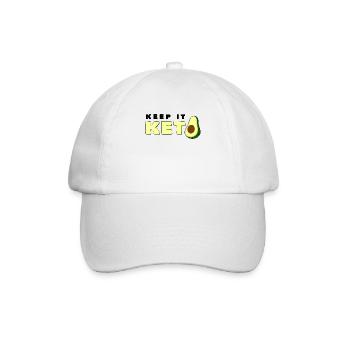 Keep It Keto Avocado Spruch Ketogene Diät Geschenk - Baseballkappe - Weiß/Weiß - Vorne