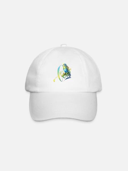 Wellensittich blau grün Zeichnung aquarell - Baseballkappe - Weiß/Weiß