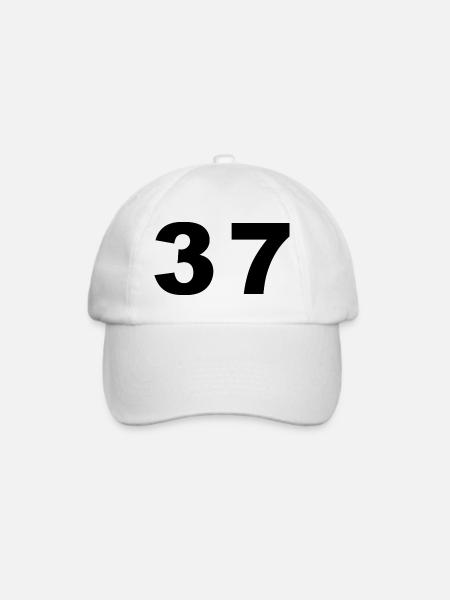 Number - 37 - siebenunddreißig - Baseballkappe - Weiß/Weiß