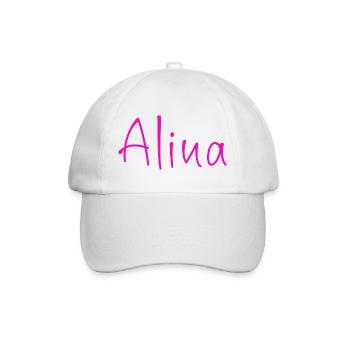 Alina Neon Schriftzug in Pink - Baseballkappe - Weiß/Weiß - Vorne