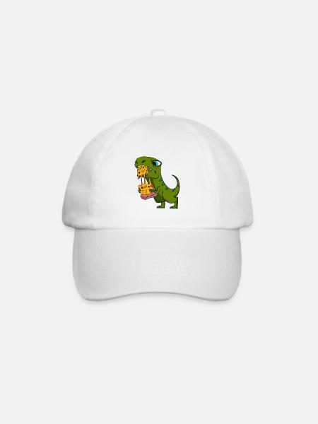 Dino Dinosaurier Pizza Fast Food Essen Geschenk - Baseballkappe - Weiß/Weiß