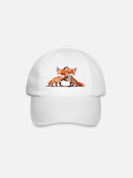 Low-poly Fox Cubs - Baseballkappe - Weiß/Weiß
