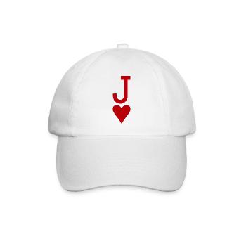 Poker Spielkarte - Herz Bube - Baseballkappe - Weiß/Weiß - Vorne