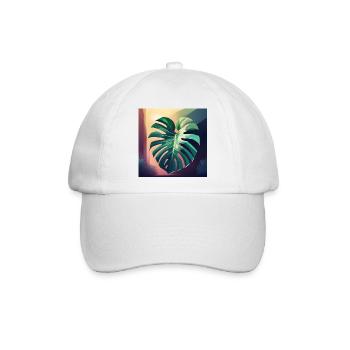 Monstera Leaf - Baseballkappe - Weiß/Weiß - Vorne