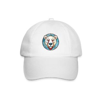 Eisbär Bunte Aquarell-Tierillustration - Baseballkappe - Weiß/Weiß - Vorne