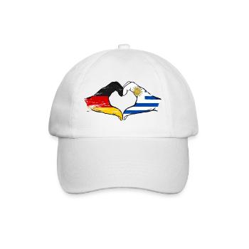 Deutschland Uruguay Flagge Hände Herzform used - Baseballkappe - Weiß/Weiß - Vorne
