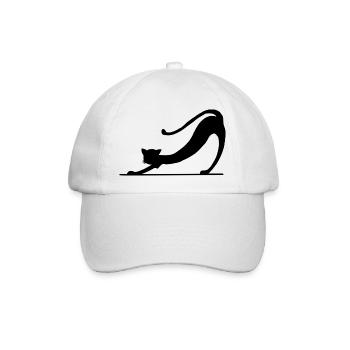 Schwarze Katze Silhouette - Baseballkappe - Weiß/Weiß - Vorne