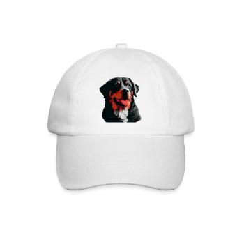 Rottweiler Hunderasse Kopf Cartoon Illustration - Baseballkappe - Weiß/Weiß - Vorne