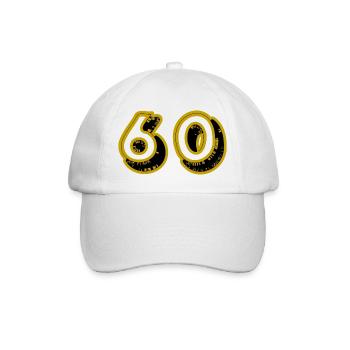60. 60 JAHRE. 60-JÄHRIGES JUBILÄUM. 60. GEBURTSTAG. - Baseballkappe - Weiß/Weiß - Vorne