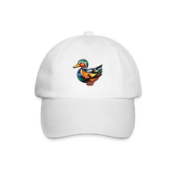 Mandarinenten-bunte Aquarell-Tierkarikatur - Baseballkappe - Weiß/Weiß - Vorne