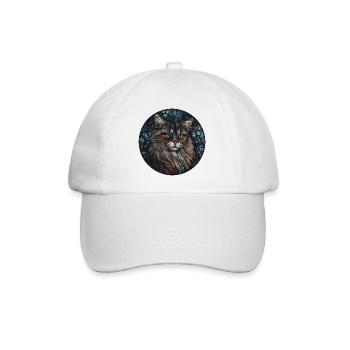 Sibirische Katzenrasse Aquarell Glasmalerei - Baseballkappe - Weiß/Weiß - Vorne