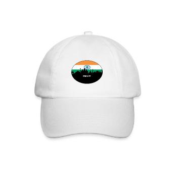 Delhi Indien Flagge Skyline Silhouette Reisen - Baseballkappe - Weiß/Weiß - Vorne