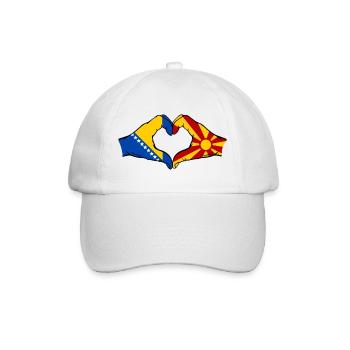 Bosnien Mazedonien Flagge Hände Herzform - Baseballkappe - Weiß/Weiß - Vorne