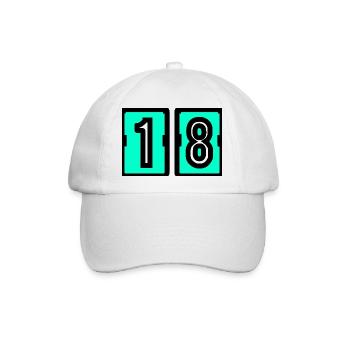 18. 18. GEBURTSTAG. GEBURTSTAG 18 JAHRE. 18 - Baseballkappe - Weiß/Weiß - Vorne