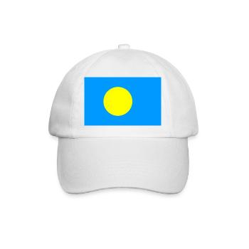 Palau – Sonnenflagge auf blauem Hintergrund - Baseballkappe - Weiß/Weiß - Vorne