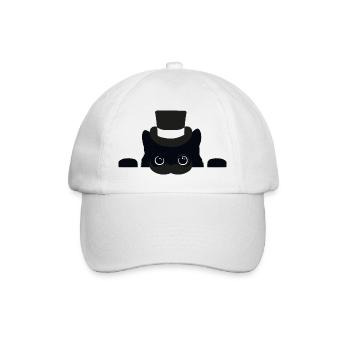 Top Hut Katze Monokel - Baseballkappe - Weiß/Weiß - Vorne