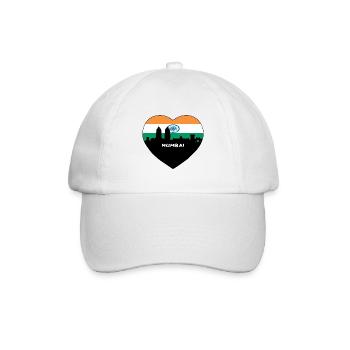 Mumbai Indien Flagge Skyline Reise Souvenir - Baseballkappe - Weiß/Weiß - Vorne