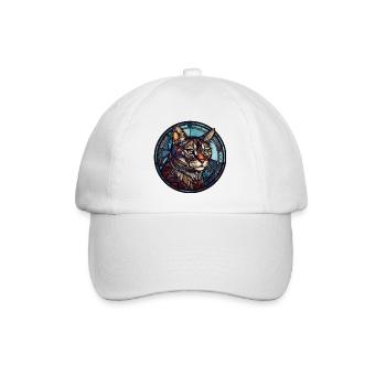 Kalifornisches Aquarellglas mit gespillter Katzenrasse - Baseballkappe - Weiß/Weiß - Vorne