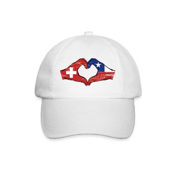 Schweiz Chile Flagge Hände Herzform used - Baseballkappe - Weiß/Weiß - Vorne