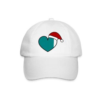 WEIHNACHTEN. FRÖHLICHE WEIHNACHTEN. HERZ. FRÖHLICHE WEIHNACHTEN. - Baseballkappe - Weiß/Weiß - Vorne
