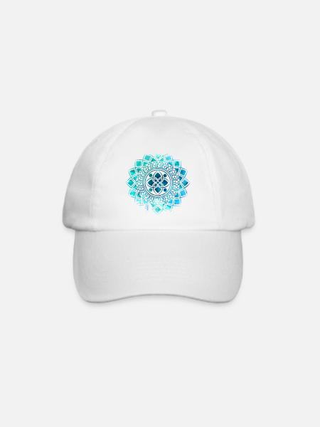 Mandala - Blau - Baseballkappe - Weiß/Weiß