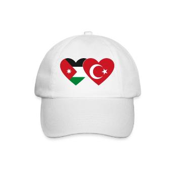 Jordanien Türkei Flagge Herz - Baseballkappe - Weiß/Weiß - Vorne