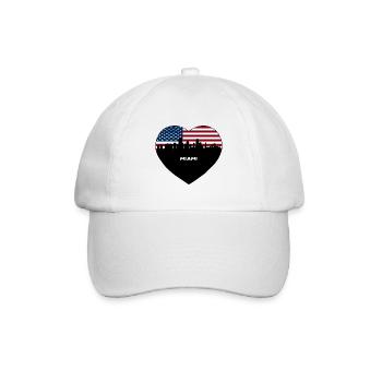 Miami Florida USA Flagge Skyline Reise Souvenir - Baseballkappe - Weiß/Weiß - Vorne