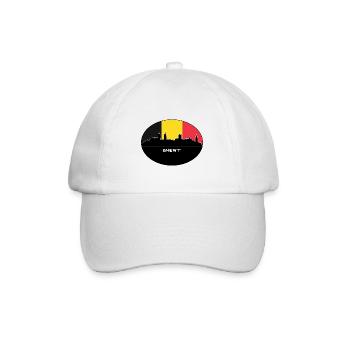 Gent Belgien Flagge Skyline Silhouette Reisen - Baseballkappe - Weiß/Weiß - Vorne