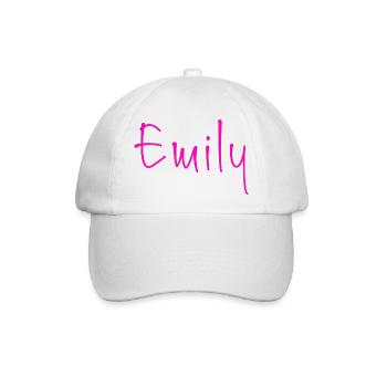Emily Neon Pink Handschrift - Baseballkappe - Weiß/Weiß - Vorne