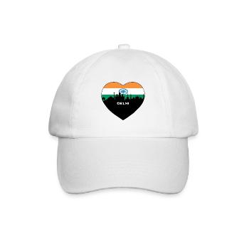 Delhi Indien Flagge Skyline Reise Souvenir - Baseballkappe - Weiß/Weiß - Vorne