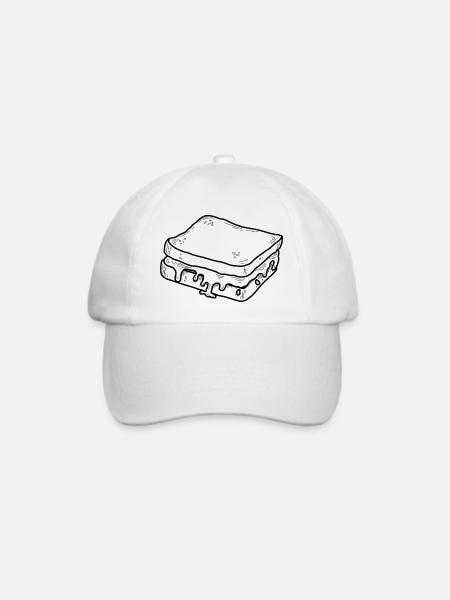Käsetoast – Minimalistisches Foodie Design - Baseballkappe - Weiß/Weiß