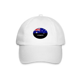 Canberra-Australien-Flaggen-Skyline-Schattenbild-Reise - Baseballkappe - Weiß/Weiß - Vorne