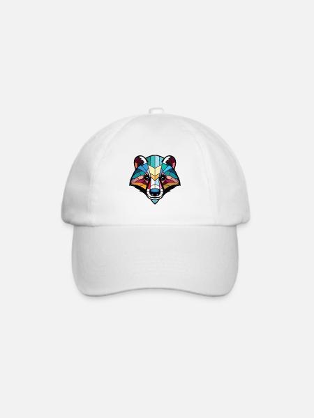 Dachs Buntes Aquarell Tier Haustier Illustration - Baseballkappe - Weiß/Weiß