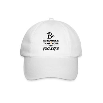 Motivierendes Zitat - Sei stärker als deine Ausreden - Baseballkappe - Weiß/Weiß - Vorne