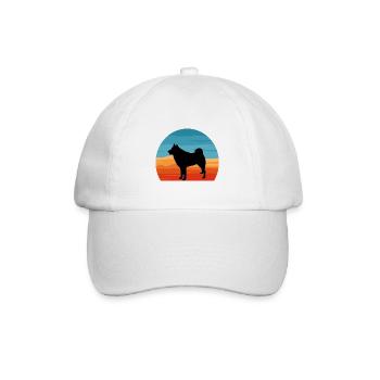 Finnischer Spitz Hundeliebhaber Silhouette Vintage Sonnenuntergang - Baseballkappe - Weiß/Weiß - Vorne