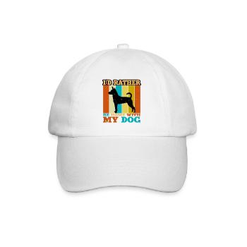 Decker Rat Terrier Hund Silhouette Retro Sunset - Baseballkappe - Weiß/Weiß - Vorne