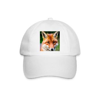 Blattfuchs mit durchdringendem Blick - Baseballkappe - Weiß/Weiß - Vorne