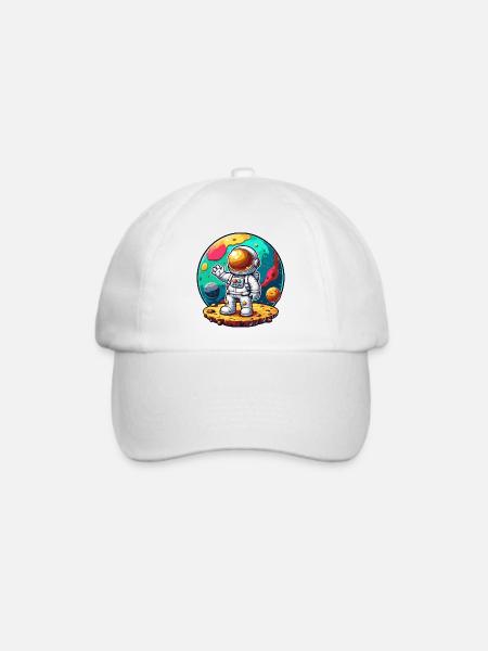 Kleiner Astronaut – Türkisplanet - Baseballkappe - Weiß/Weiß