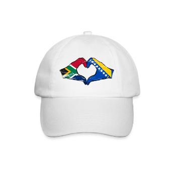 Südafrika Bosnien Flagge Hände Herzform used - Baseballkappe - Weiß/Weiß - Vorne