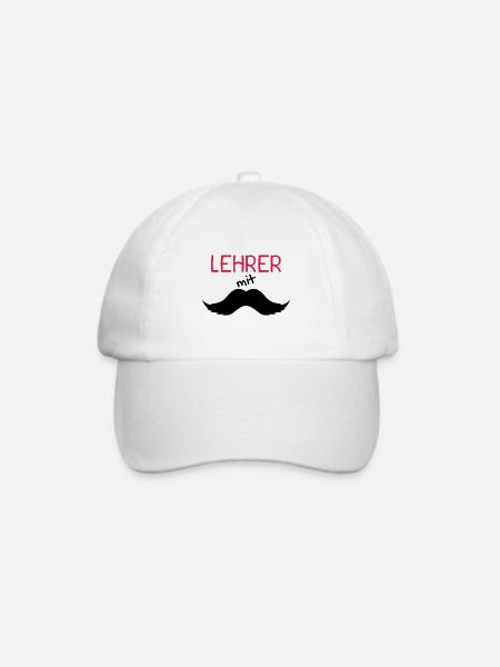Lehrer mit Schnurrbart - Baseballkappe - Weiß/Weiß