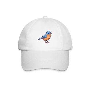 Östliche Blauvogel-Karikatur-Kawaii-Illustration - Baseballkappe - Weiß/Weiß - Vorne