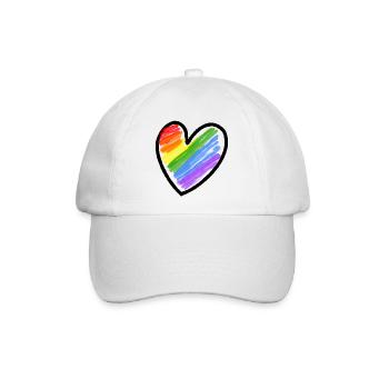 Regenbogenfahne LGBTQ Herz - Baseballkappe - Weiß/Weiß - Vorne
