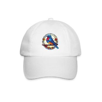 Blauer Vogel Bunte Aquarell-Tierillustration - Baseballkappe - Weiß/Weiß - Vorne