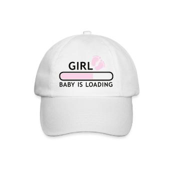 Girl baby is loading Babybauch schwanger Fuß - Baseballkappe - Weiß/Weiß - Vorne